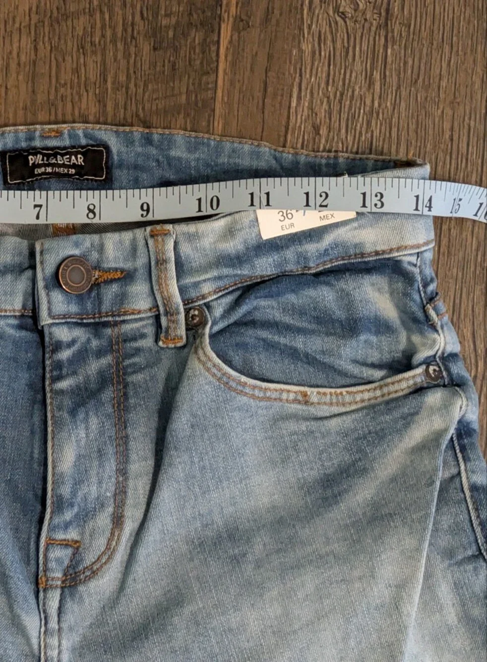 NWT Pull & Bear Men's Skinny Jeans Light Wash Blue Denim Size EUR 36 28x32